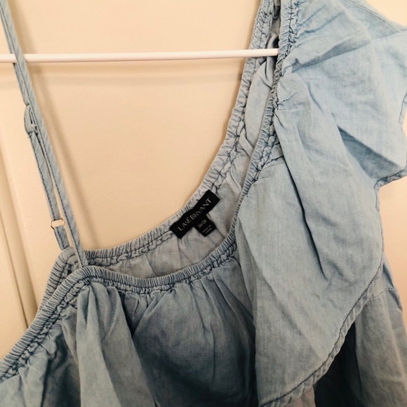 Blue one Shoulder Ruffle Top - Picture 3 of 6